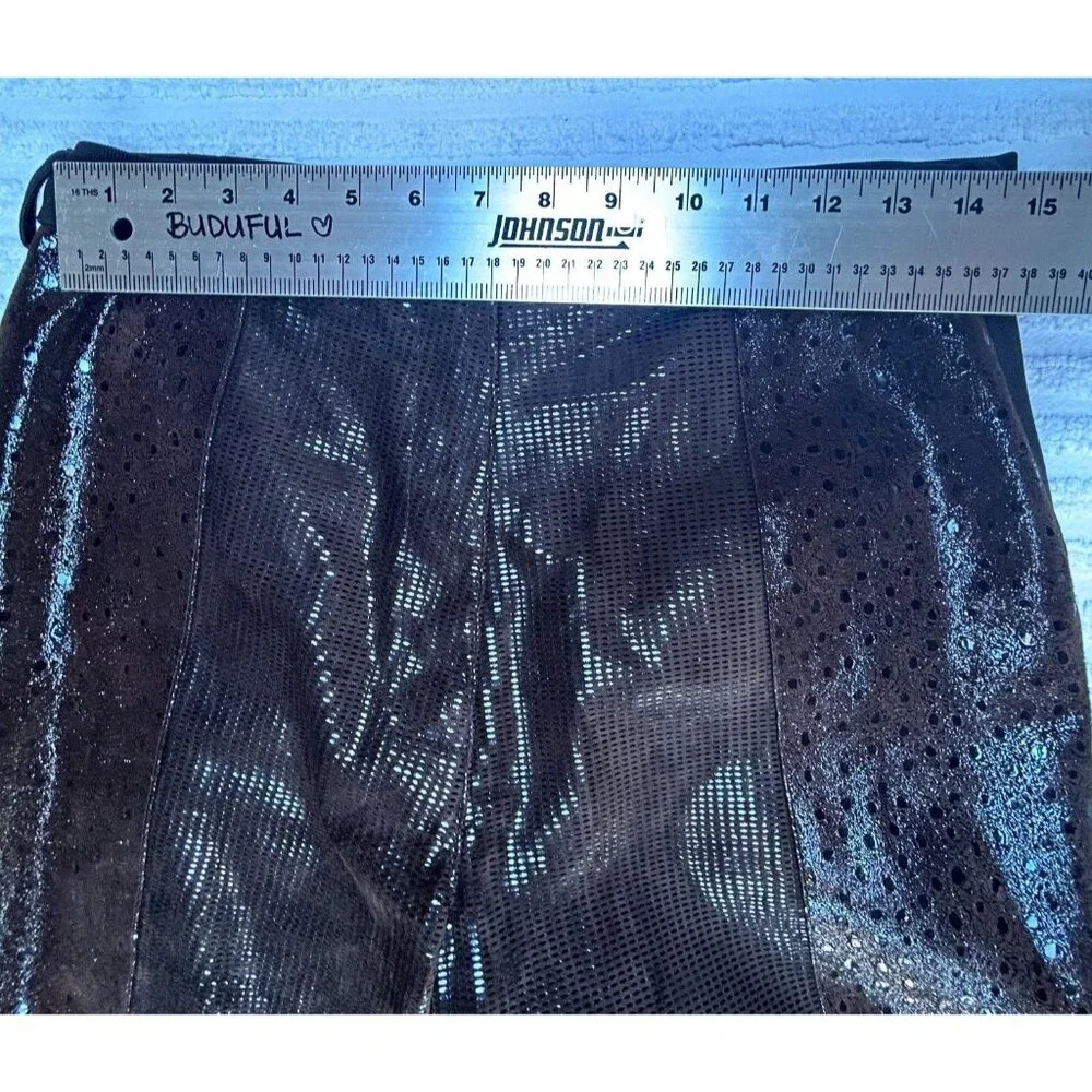 Vintage Mitchie's Matching High Rise Suede Patchwork Straight Leg Pants XL Brown - Picture 5 of 9